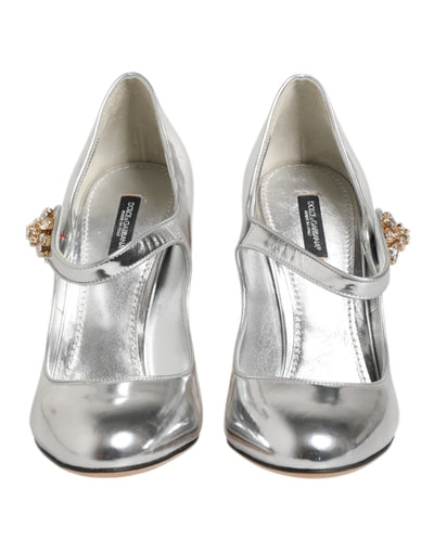 Dolce & Gabbana Silber Kronleuchter gemeißelt Ferse Mary Jane Pumpe Schuhe