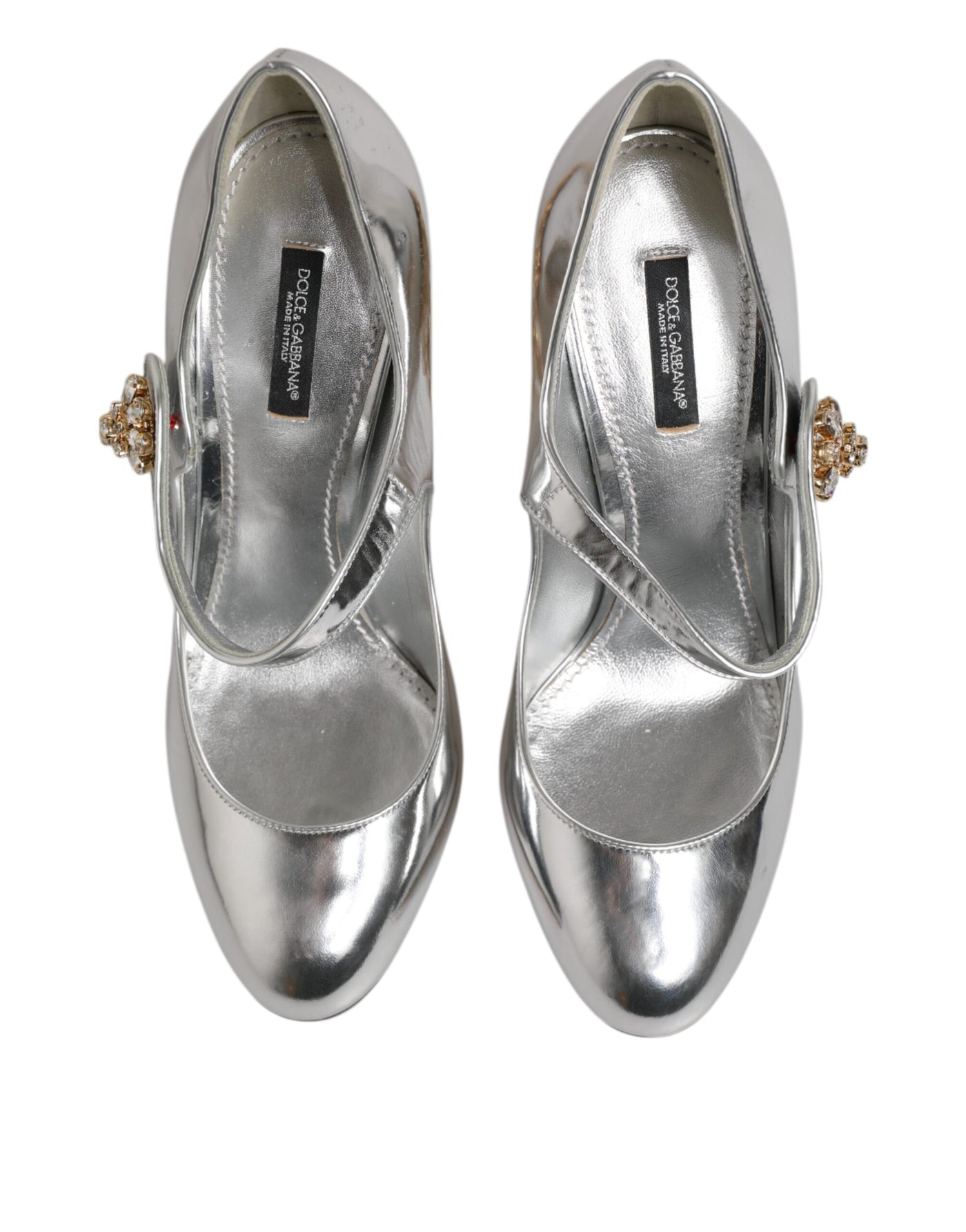 Dolce & Gabbana Silber Kronleuchter gemeißelt Ferse Mary Jane Pumpe Schuhe