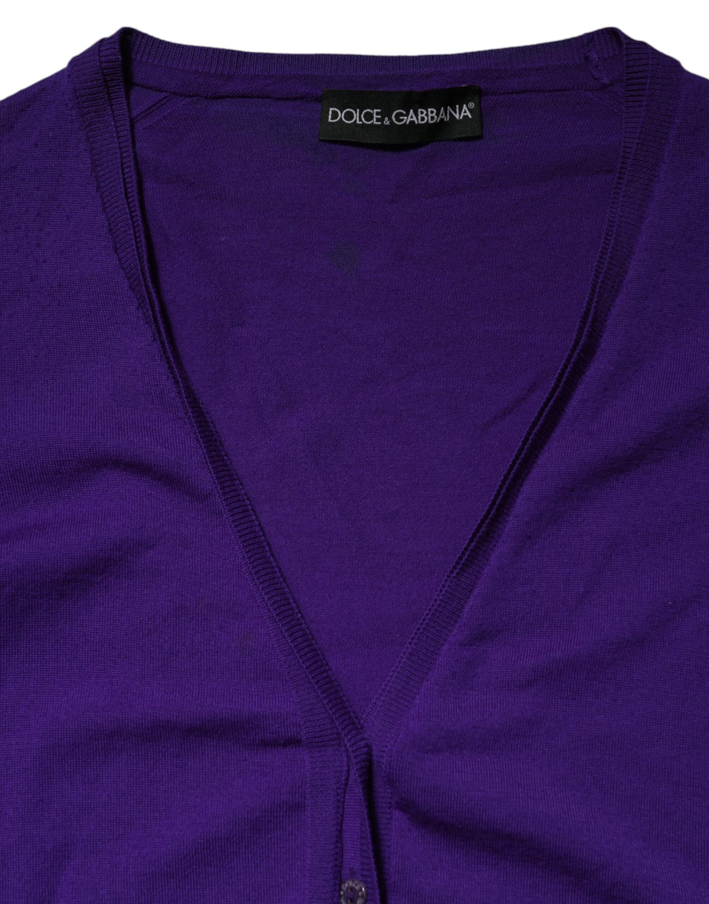 Dolce & Gabbana Lila Strickjacke mit V-Ausschnitt aus Wolle