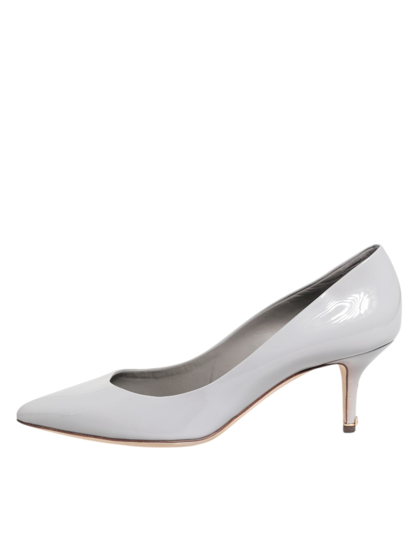 Dolce & Gabbana Hellgraue Leder Kitten Heels Pumps Schuhe