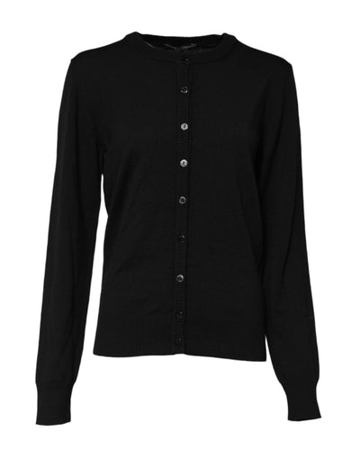 Dolce & Gabbana Schwarzer Strickpullover mit Rundhalsausschnitt aus Wolle