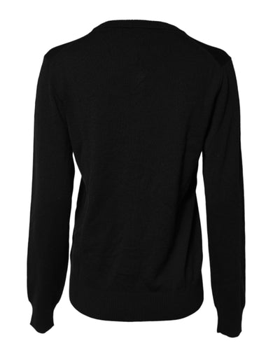 Dolce & Gabbana Schwarzer Strickpullover mit Rundhalsausschnitt aus Wolle