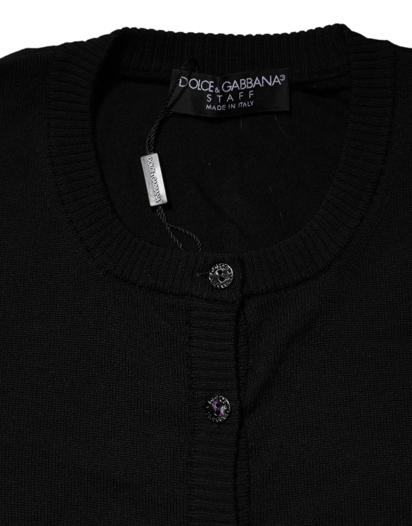 Dolce & Gabbana Schwarzer Strickpullover mit Rundhalsausschnitt aus Wolle