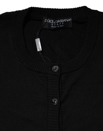 Dolce & Gabbana Schwarzer Strickpullover mit Rundhalsausschnitt aus Wolle