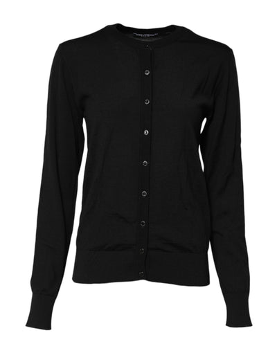 Dolce & Gabbana Schwarzer Strickpullover mit Rundhalsausschnitt aus Wolle
