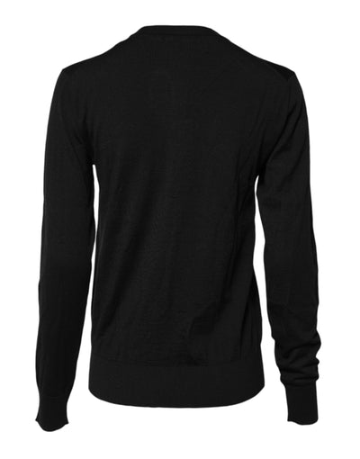 Dolce & Gabbana Schwarzer Strickpullover mit Rundhalsausschnitt aus Wolle