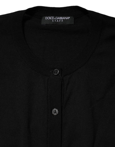 Dolce & Gabbana Schwarzer Strickpullover mit Rundhalsausschnitt aus Wolle