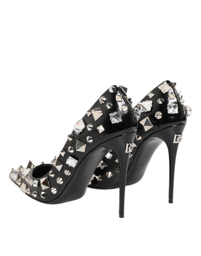 Dolce & Gabbana Schwarz Kristalle Nieten Stiletto Pumps Schuhe