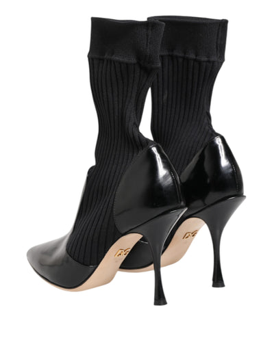 Dolce & Gabbana Schwarz Stretch Stilettos Booties Socken Schuhe