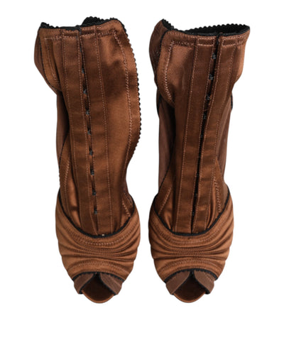 Dolce & Gabbana Braune Bette Hochhackige Stiefeletten Schuhe