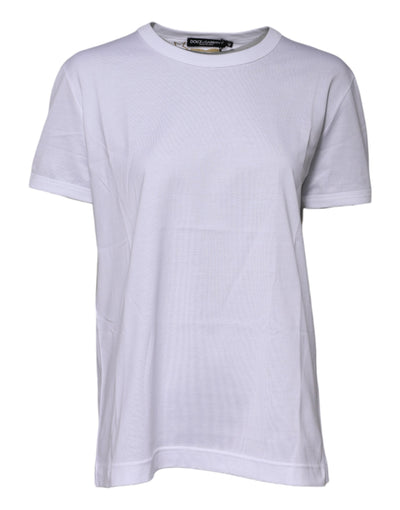 Dolce & Gabbana Weißes T-Shirt mit Rundhalsausschnitt aus Baumwolle Goodluck 2022