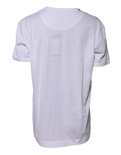 Dolce & Gabbana Weißes T-Shirt mit Rundhalsausschnitt aus Baumwolle Goodluck 2022
