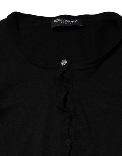 Dolce & Gabbana Schwarzer STAFF Rundhals-Strickpullover