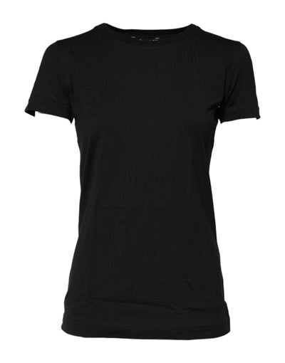 Dolce & Gabbana Schwarzes Kurzarm-T-Shirt mit Rundhalsausschnitt