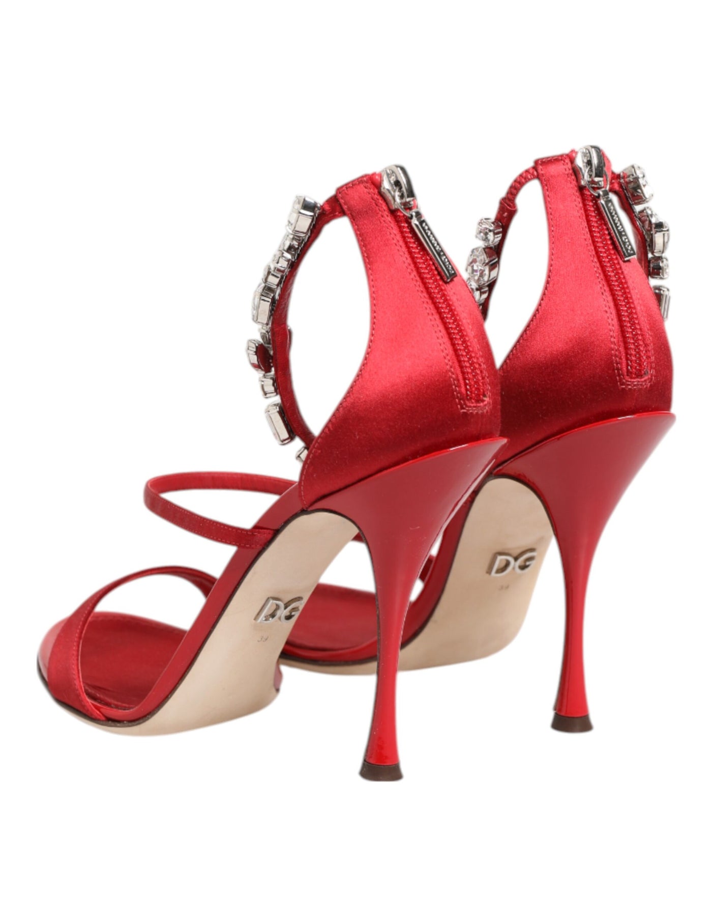 Dolce & Gabbana Rot Satin Kristalle Keira Sandalen Absatz Schuhe