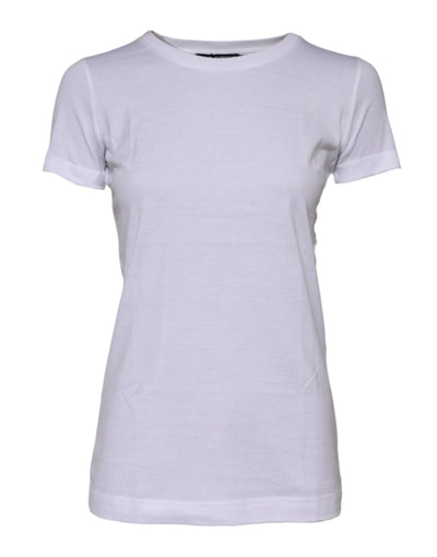 Dolce & Gabbana Weißes Baumwoll-T-Shirt mit Rundhalsausschnitt und kurzen Ärmeln