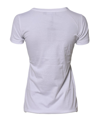 Dolce & Gabbana Weißes Baumwoll-T-Shirt mit Rundhalsausschnitt und kurzen Ärmeln
