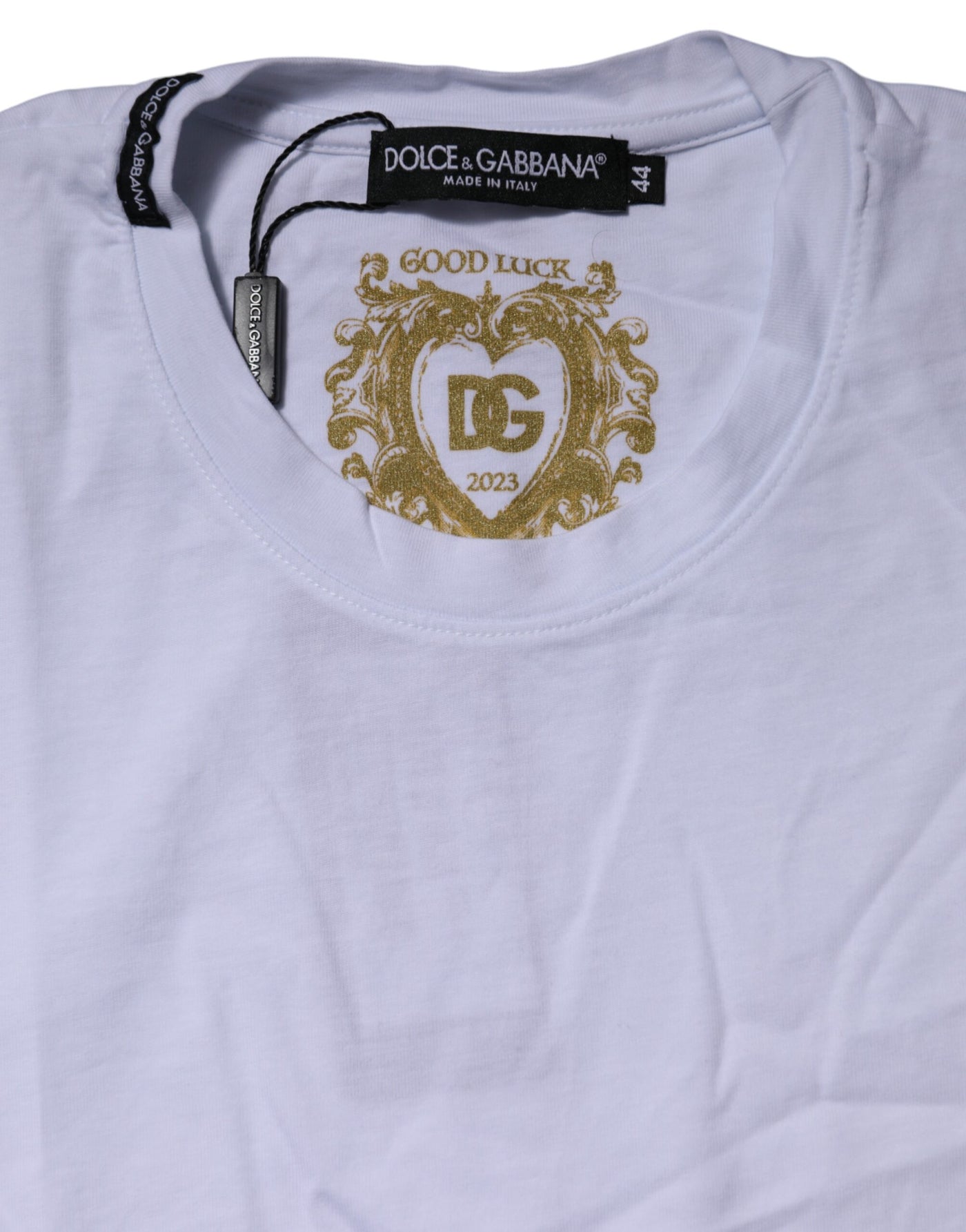 Dolce & Gabbana Weißes T-Shirt mit kurzen Ärmeln und Rundhalsausschnitt