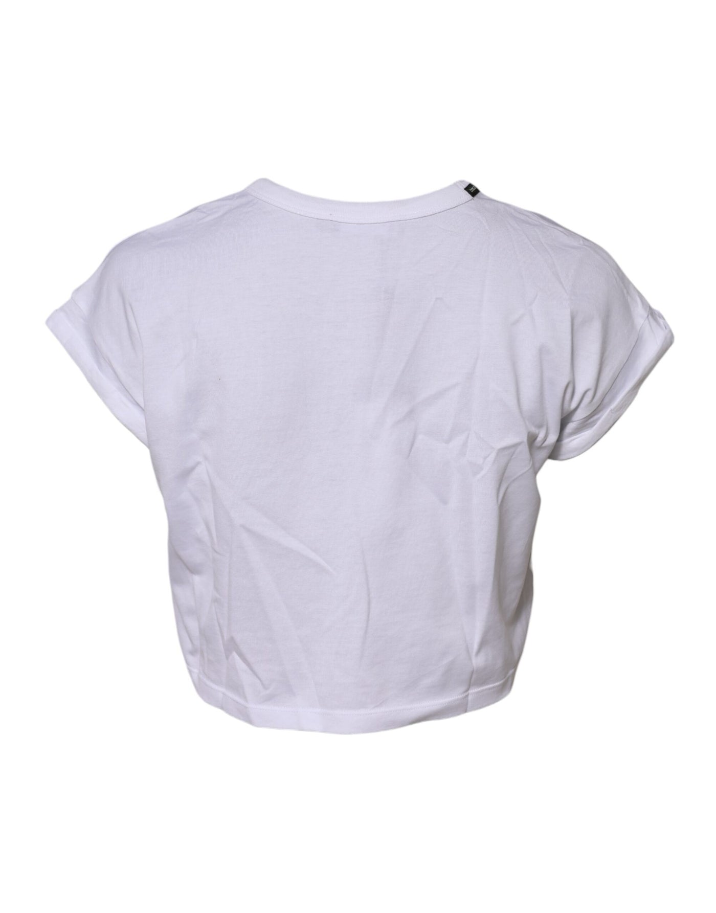 Dolce & Gabbana Weißes Baumwoll-T-Shirt mit Rundhalsausschnitt und Cropped Top