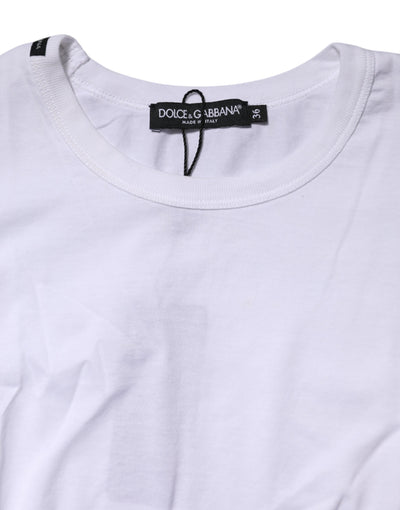 Dolce & Gabbana Weißes Baumwoll-T-Shirt mit Rundhalsausschnitt und Cropped Top