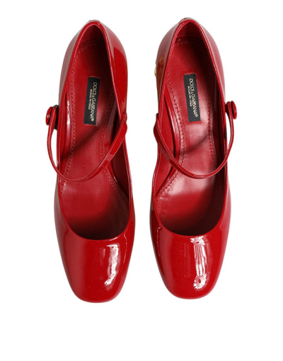 Dolce & Gabbana Rote Leder DG Logo Absätze Sandalen Schuhe