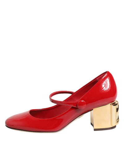 Dolce & Gabbana Rote Leder DG Logo Absätze Sandalen Schuhe