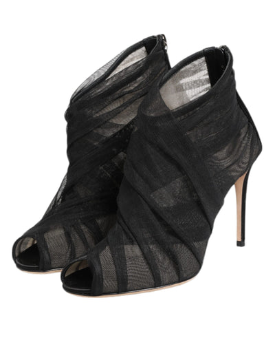 Dolce & Gabbana Schwarz Mesh Stiletto Heels Stiefelette Schuhe