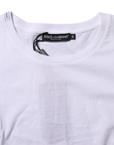 Dolce & Gabbana Weißes T-Shirt mit kurzen Ärmeln und Rundhalsausschnitt