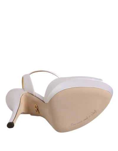 Dolce & Gabbana Weiß Satin Plateau Heels Sandalen Schuhe