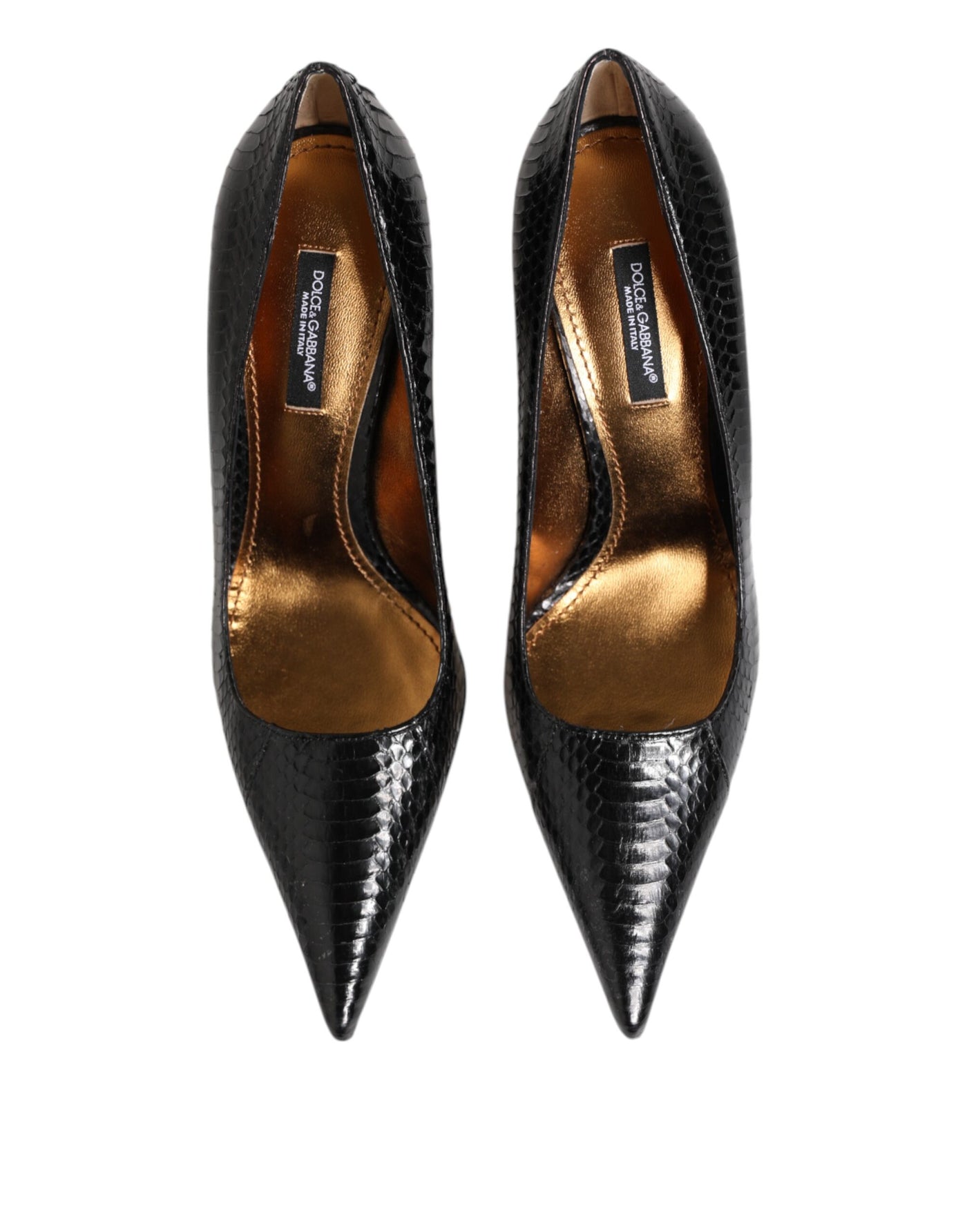 Dolce & Gabbana Schwarze Exotische Leder Stiletto Pumps Schuhe
