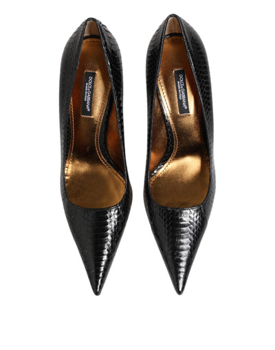 Dolce & Gabbana Schwarze Exotische Leder Stiletto Pumps Schuhe