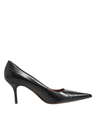Dolce & Gabbana Schwarze Exotische Leder Stiletto Pumps Schuhe