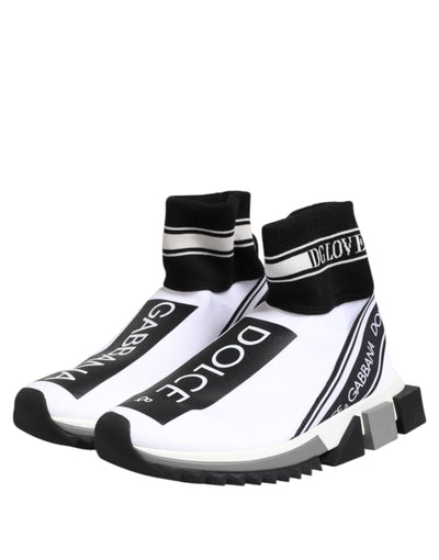 Dolce & Gabbana Weiß Schwarz Sorrento Socken Sneakers Schuhe