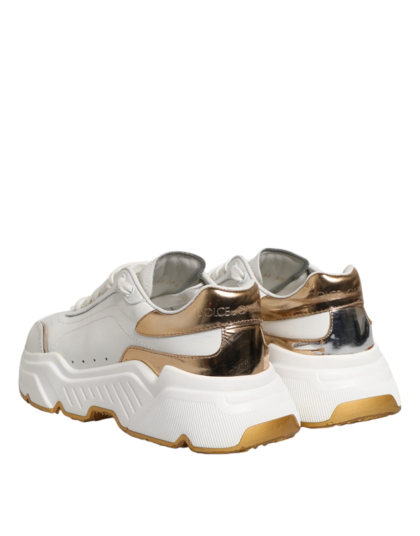 Dolce & Gabbana Weiß Gold DAYMASTER Leder Turnschuhe Schuhe