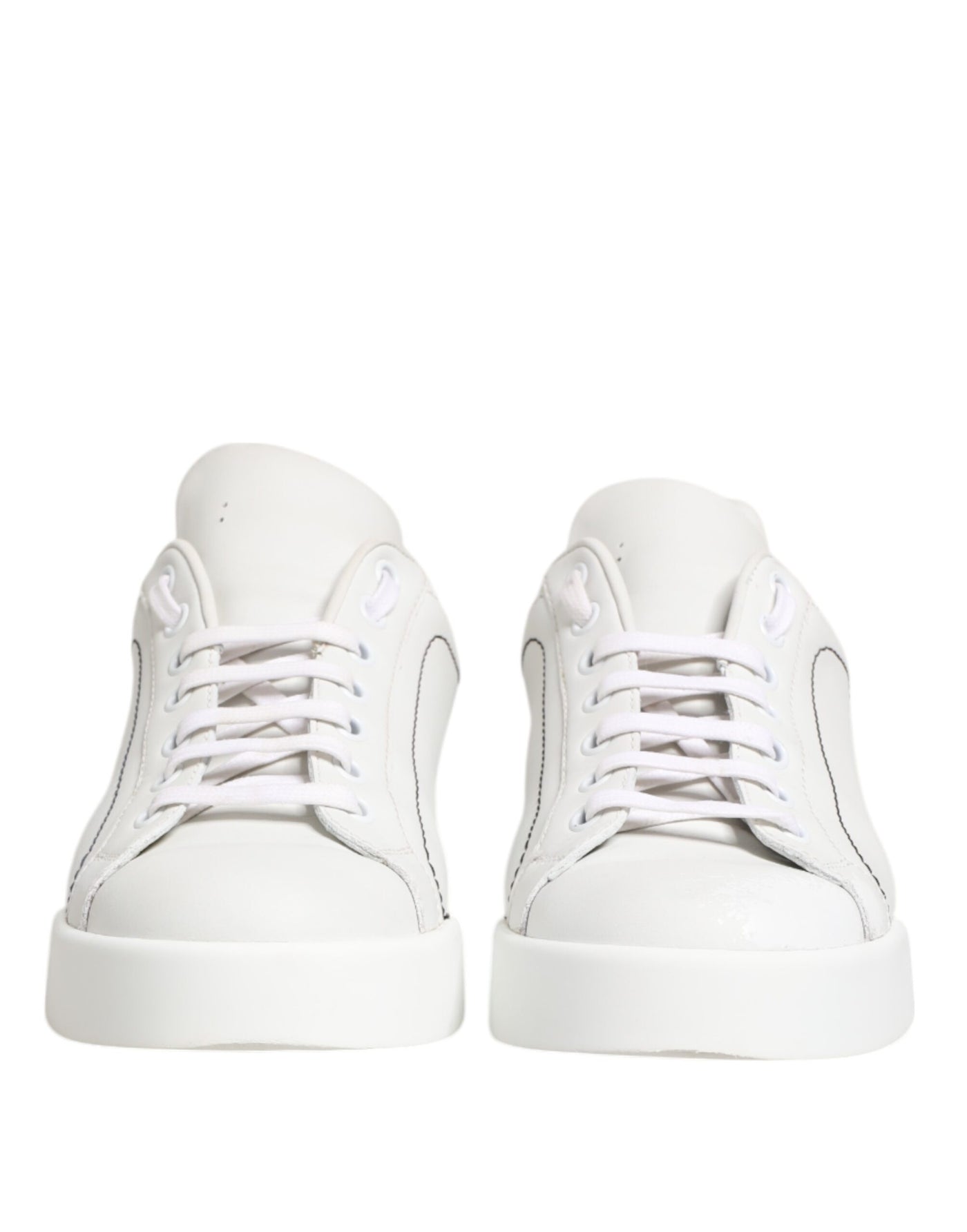 Dolce & Gabbana Weiß Gold Leder Low Top Sneakers Schuhe
