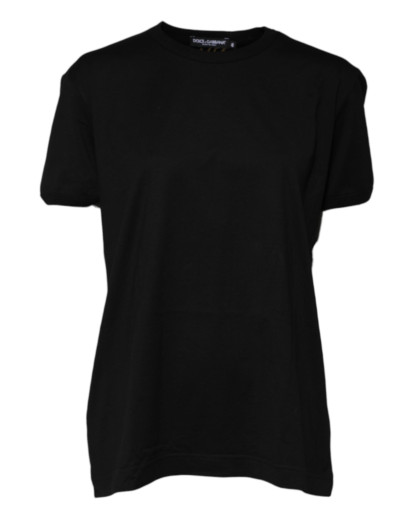 Dolce & Gabbana Schwarzes Baumwoll-Goodluck Tee T-Shirt mit Rundhalsausschnitt