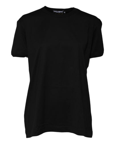 Dolce & Gabbana Schwarzes Baumwoll-Goodluck Tee T-Shirt mit Rundhalsausschnitt