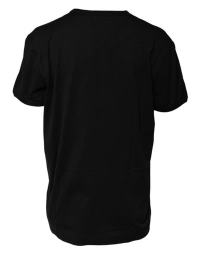 Dolce & Gabbana Schwarzes Baumwoll-Goodluck Tee T-Shirt mit Rundhalsausschnitt