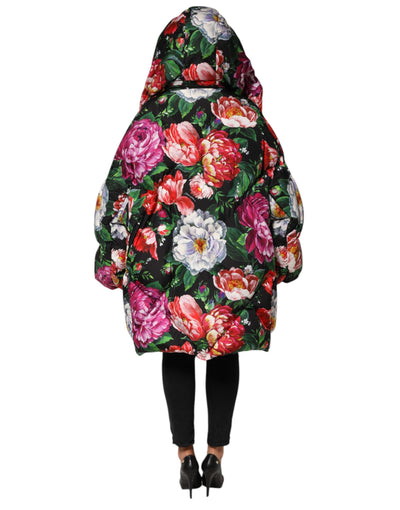 Dolce & Gabbana Multicolor Floral Kapuzenpullimantel Jacke