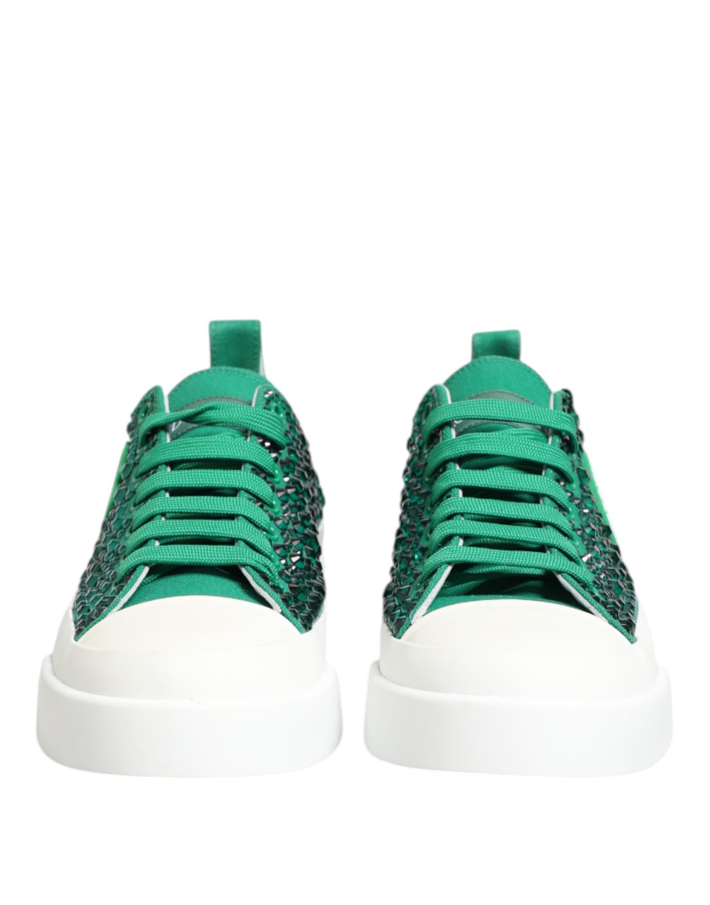 Dolce & Gabbana Grün Portofino Crystal DG Logo Sneakers Schuhe