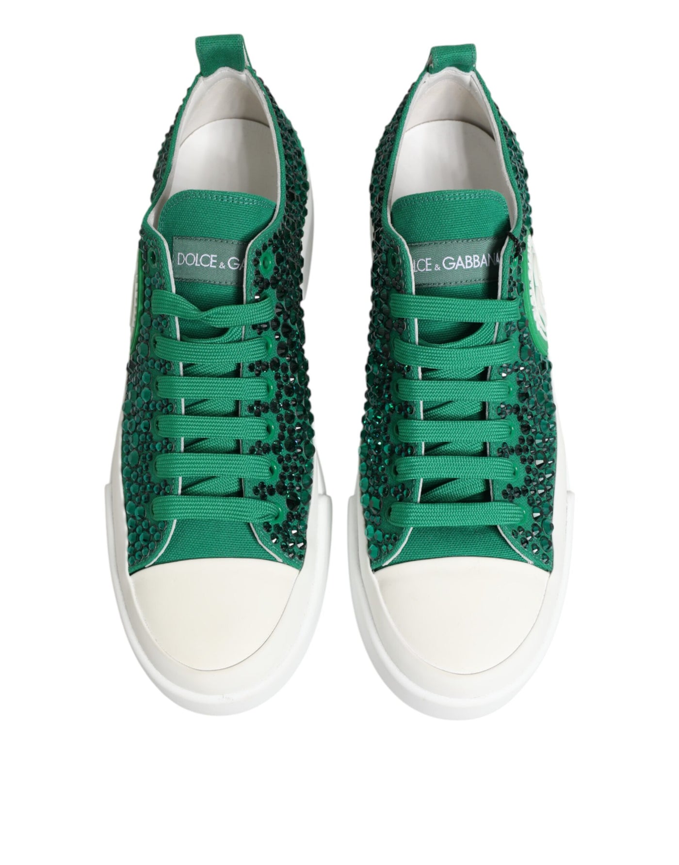 Dolce & Gabbana Grün Portofino Crystal DG Logo Sneakers Schuhe