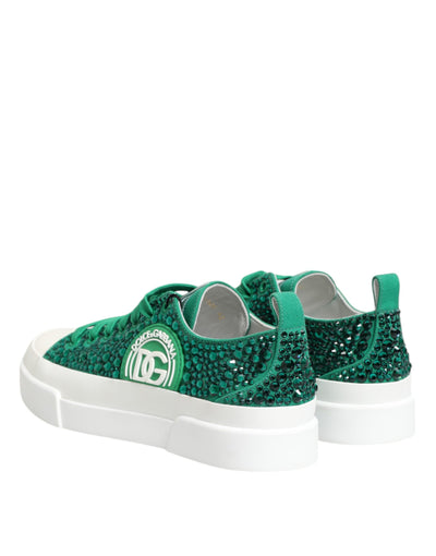 Dolce & Gabbana Grün Portofino Crystal DG Logo Sneakers Schuhe