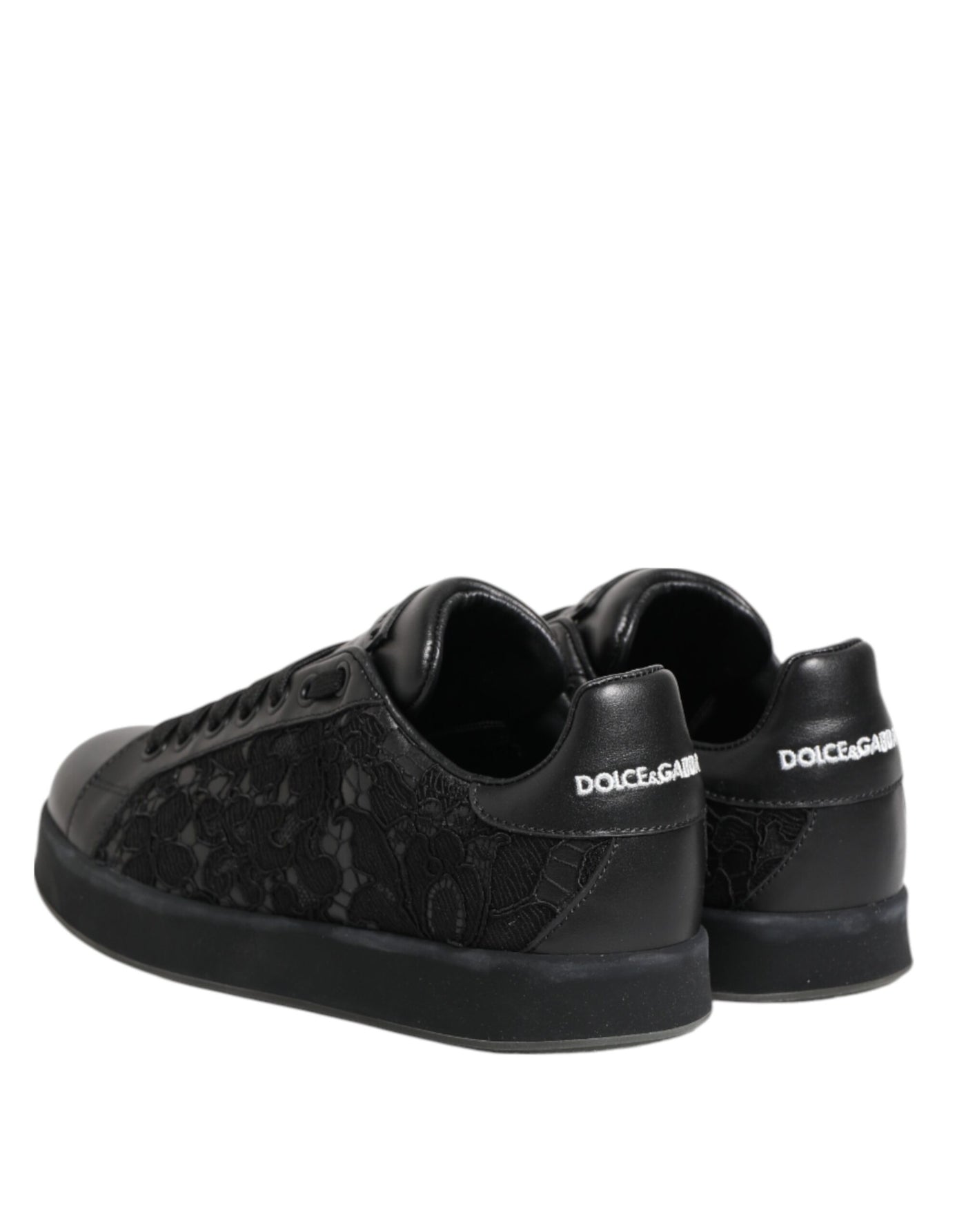 Dolce & Gabbana Schwarz Floral Spitze Low Top Sneakers Schuhe