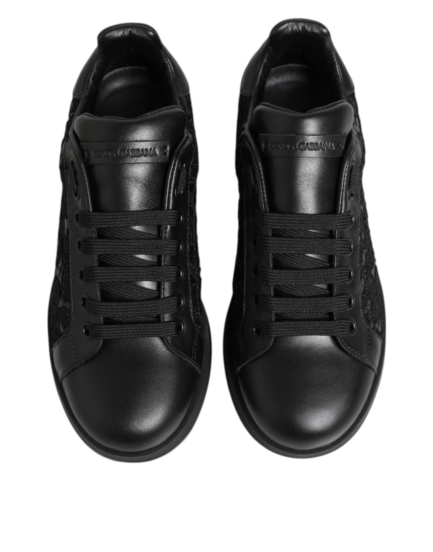 Dolce & Gabbana Schwarz Floral Spitze Low Top Sneakers Schuhe