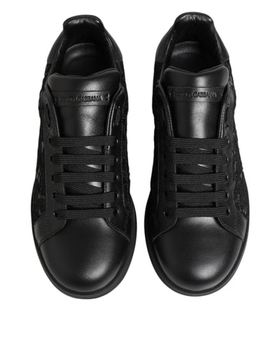 Dolce & Gabbana Schwarz Floral Spitze Low Top Sneakers Schuhe