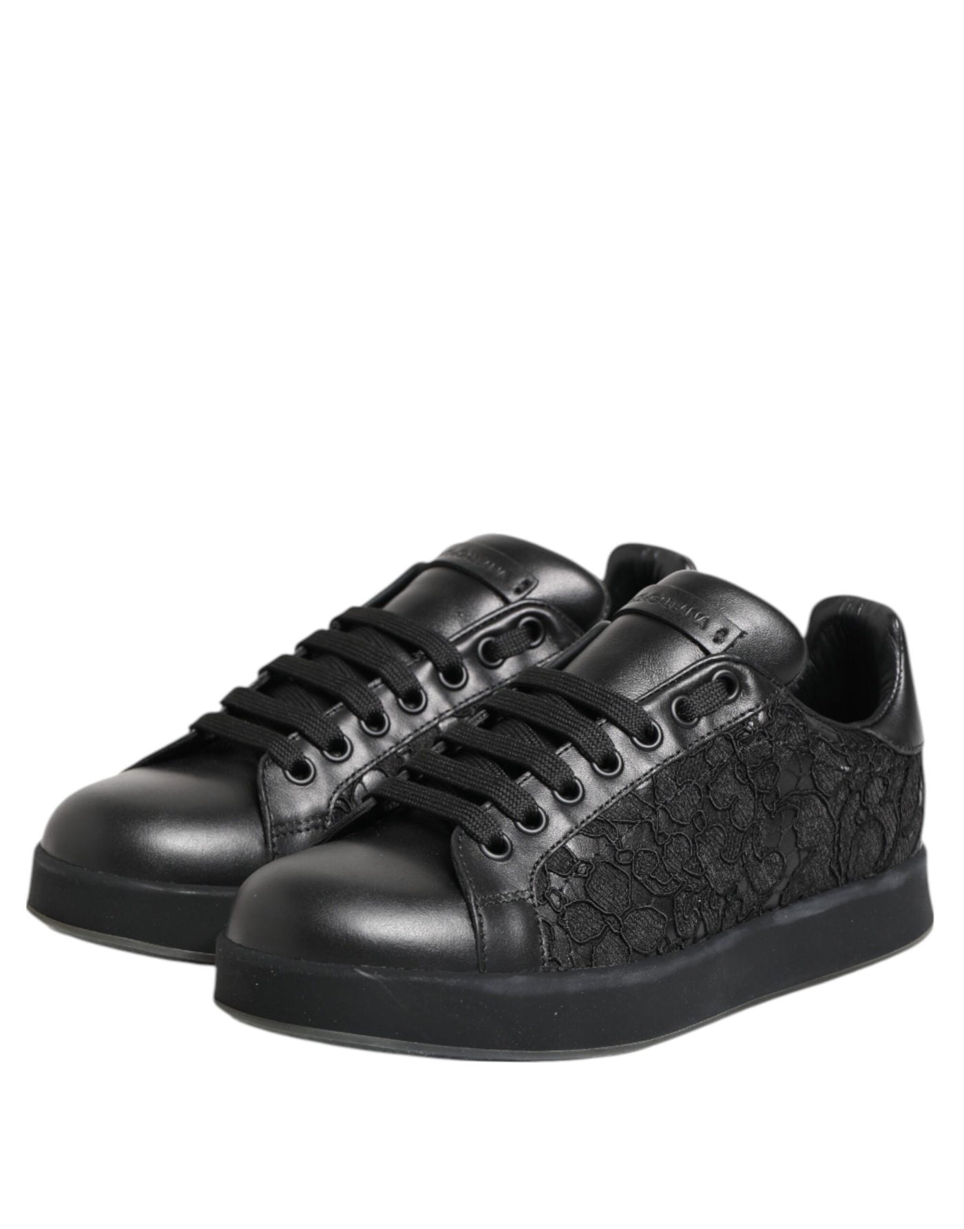 Dolce & Gabbana Schwarz Floral Spitze Low Top Sneakers Schuhe