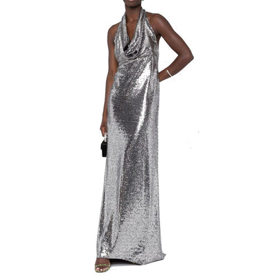 BLANCA VITA Langes Kleid mit Pailletten-Verzierung