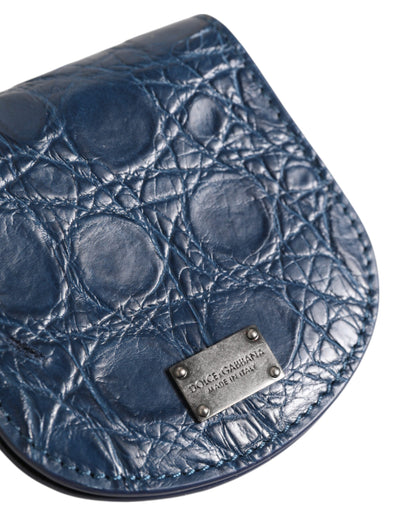 Dolce & Gabbana Blaue exotische Haut Münze Kondom Fall Halter Tasche Brieftasche