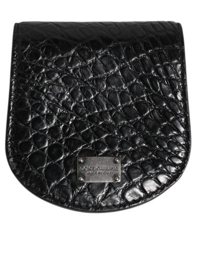Dolce & Gabbana Schwarz Exotische Haut Münze Kondom Fall Halter Tasche Brieftasche