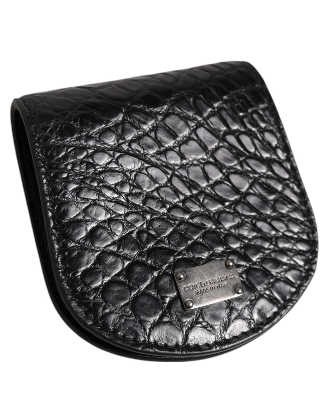 Dolce & Gabbana Schwarz Exotische Haut Münze Kondom Fall Halter Tasche Brieftasche